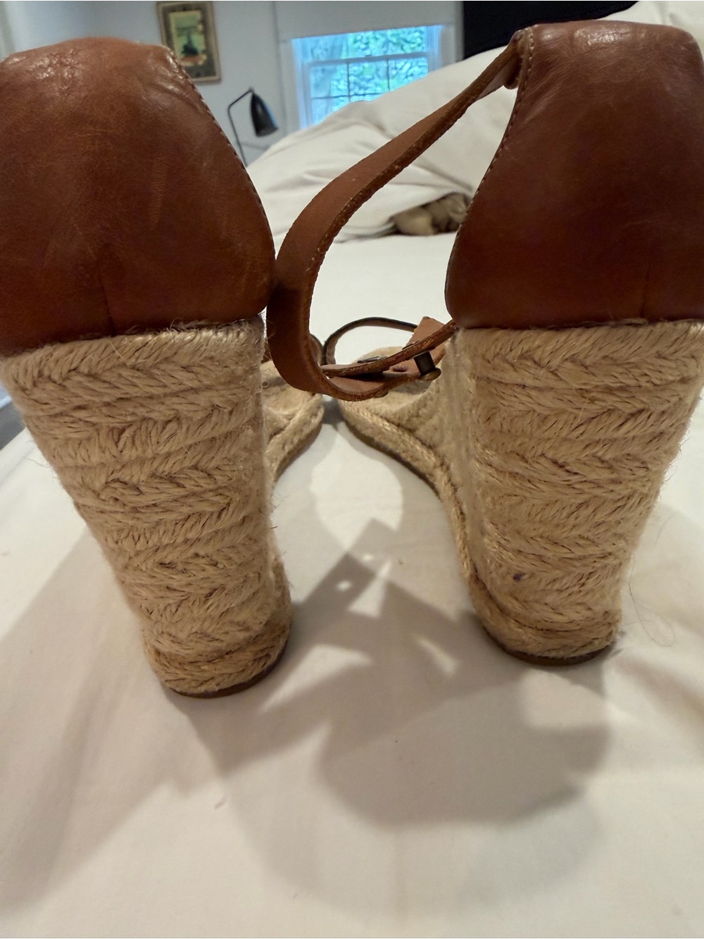 Ulla Johnson Brown Leather Ankle Espadrille Wedges with Black Toe Band - Picture 6 of 7